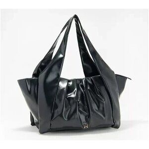 House of Want HOW We Chill Ruched Tote Glossy Black A605047
